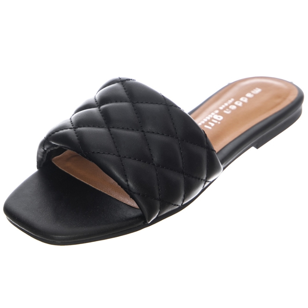 NIB Sz 7 Madden Girl Porterr Black Slide Sandal